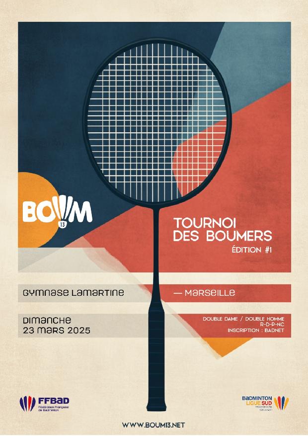 Affiche tournoi badminton BOUM 2025
